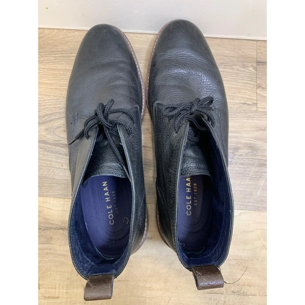 Cole Haan Grand.OS Chukka Boots Black Leather Quiet Luxury Classic Mens